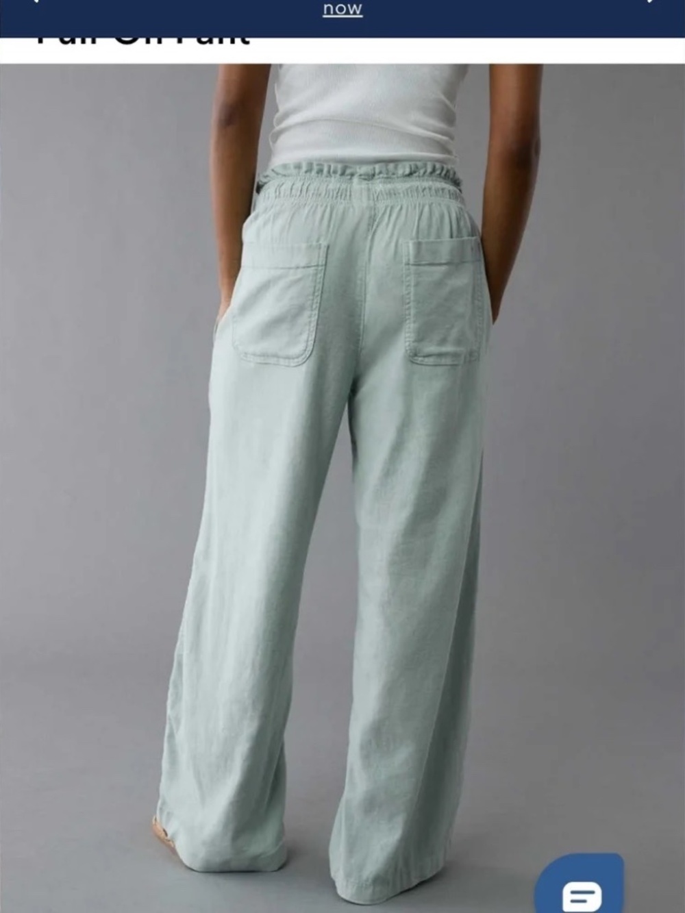 American Eagle Outfitters Light Aqua Wide Leg Pants Sz M - Picture 2 of 4